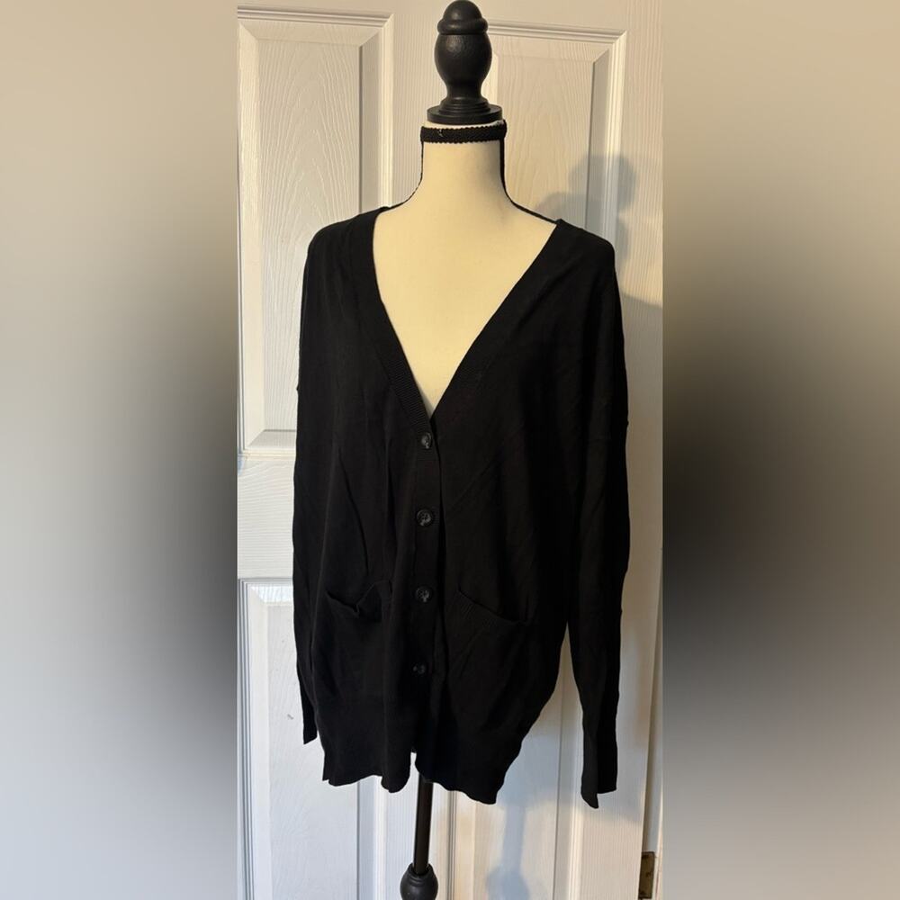 Mossimo Supply Co Cardigan Women's XXL Black Button Front Classic 100% Cotton